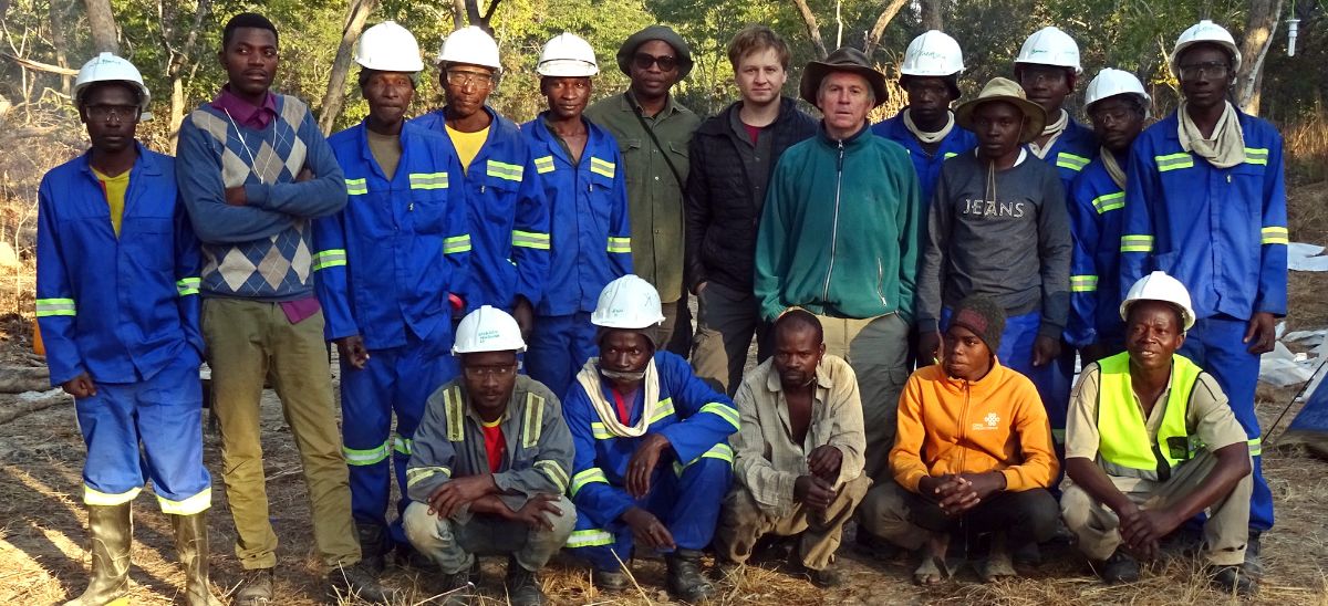 Zamare management with local team at our Dongwe licence in June 2021 preparing for a day in the field collecting soil samples for geochemical analysis