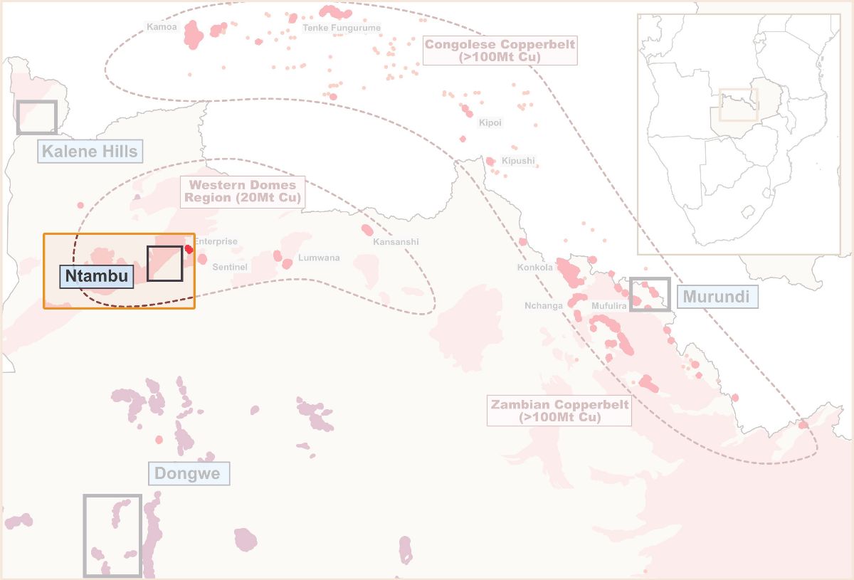 Location of Zamare Minerals Ntambu licence