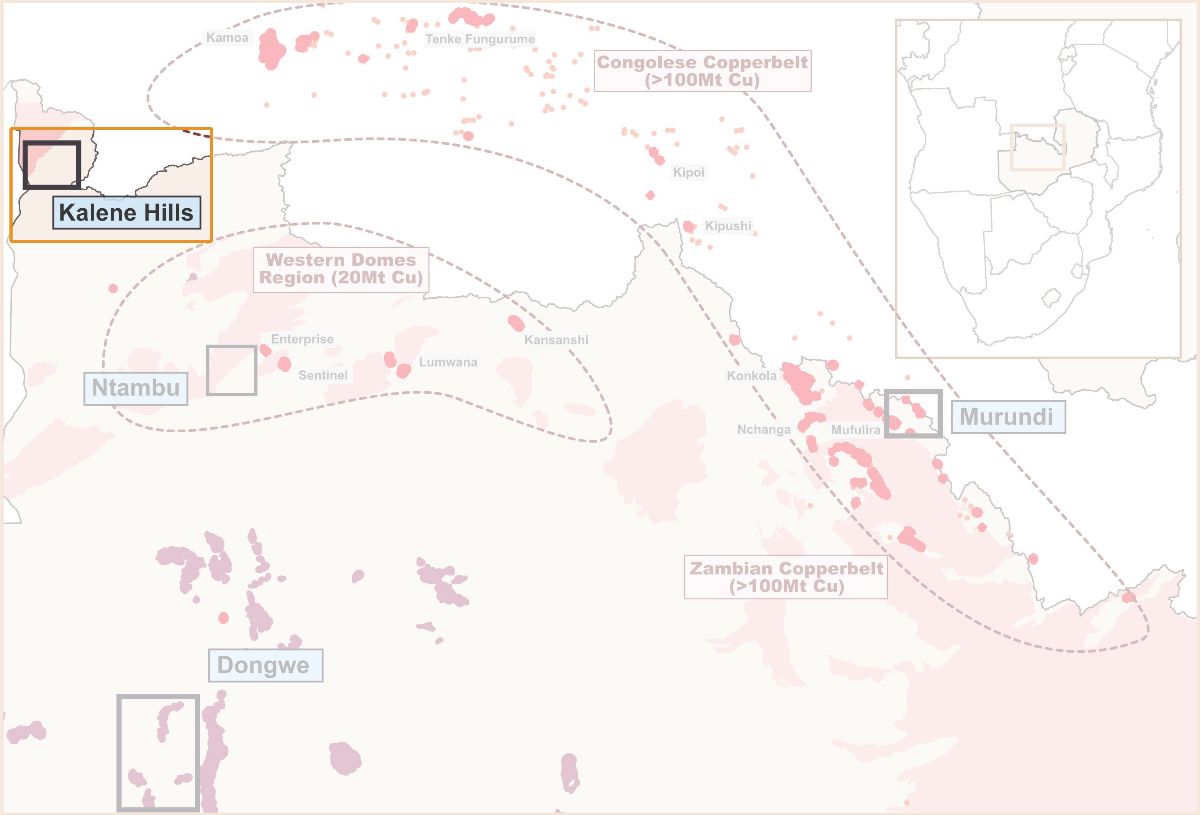 Map showing the location of the Zamare Minerals licence Kalene Hills